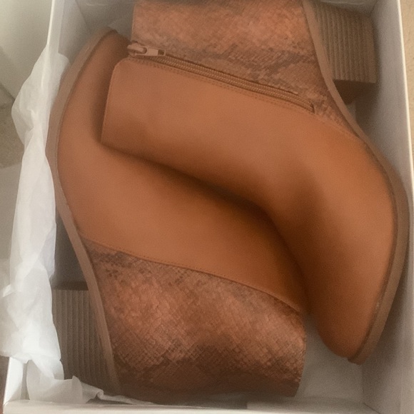 Brown Snake Print Ankle Booties - Picture 2 of 3